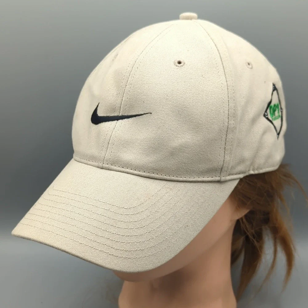 Vintage Darrell Pollack Dp9 Foundation Nike Golf Hat Cap Khaki Tan Swoosh OSFA